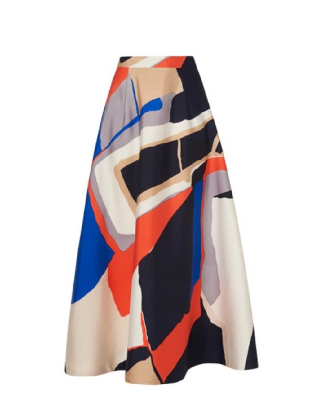 NWT LK Bennett Silk Wool Amina Long Full Skirt Color Block Abstract Geometric S